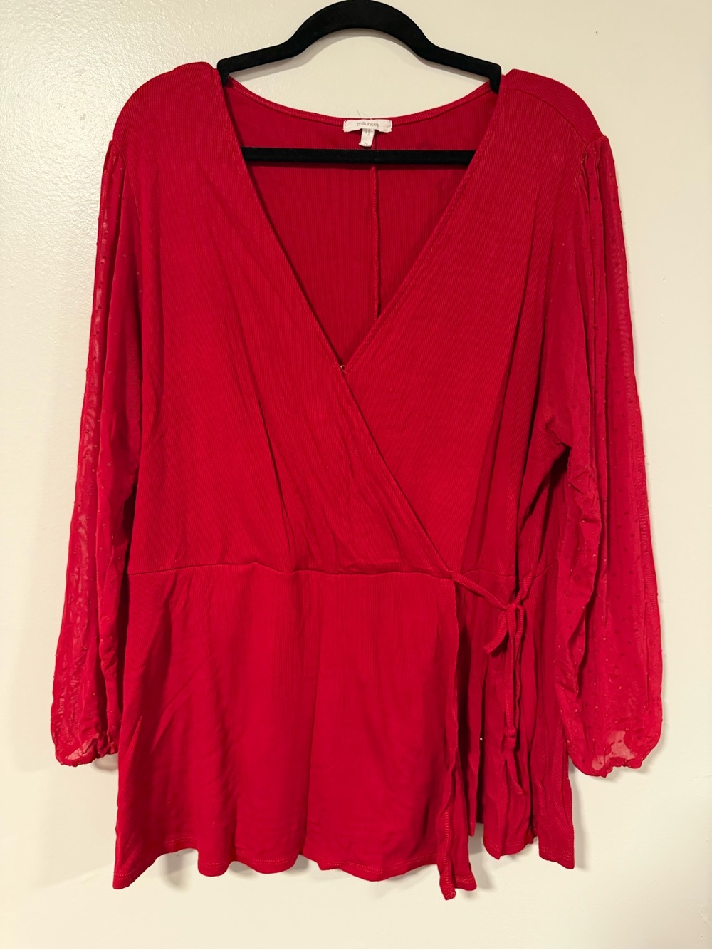Maurices Red Wrap Blouse